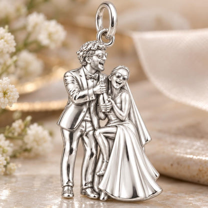 Wedding Celebration Charm Bracelet – Personalized Couple Gift – macro detail of the charm