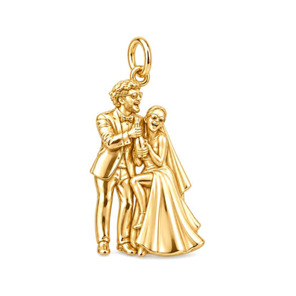 Wedding Celebration Charm Bracelet – Personalized Couple Gift – 18K gold charm, front view