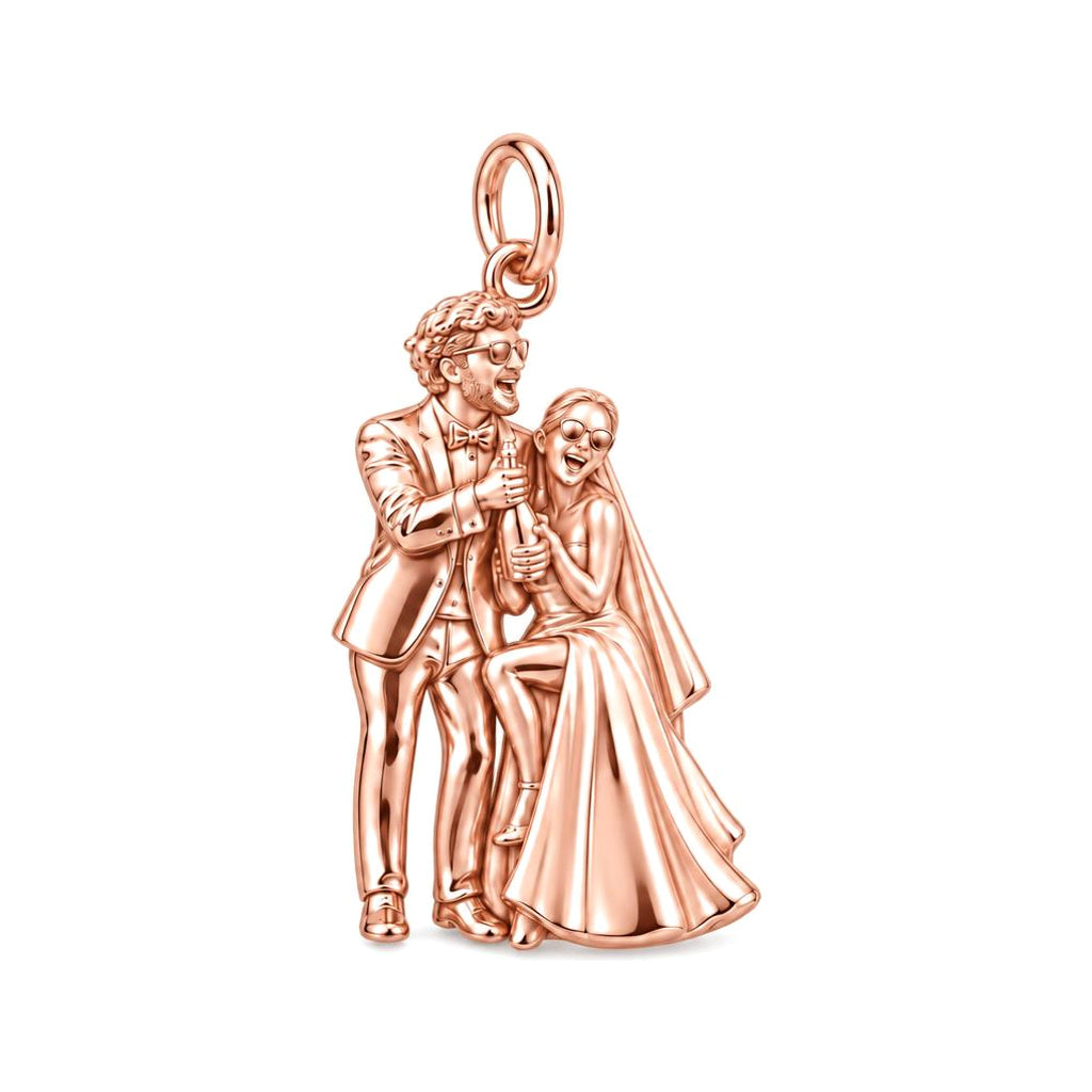 Wedding Celebration Charm Bracelet – Personalized Couple Gift – rose gold charm, front view