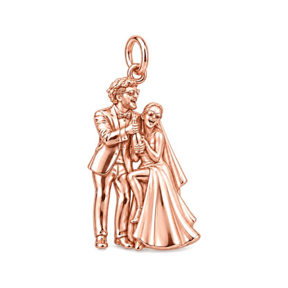 Wedding Celebration Charm Bracelet – Personalized Couple Gift – rose gold charm, front view