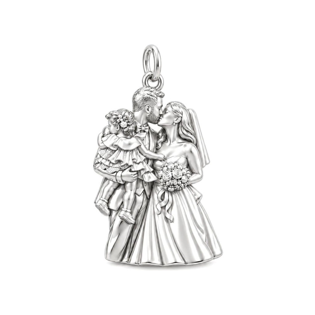 Wedding Day Family Embrace Charm Bracelet – Wedding couple – silver charm, front view