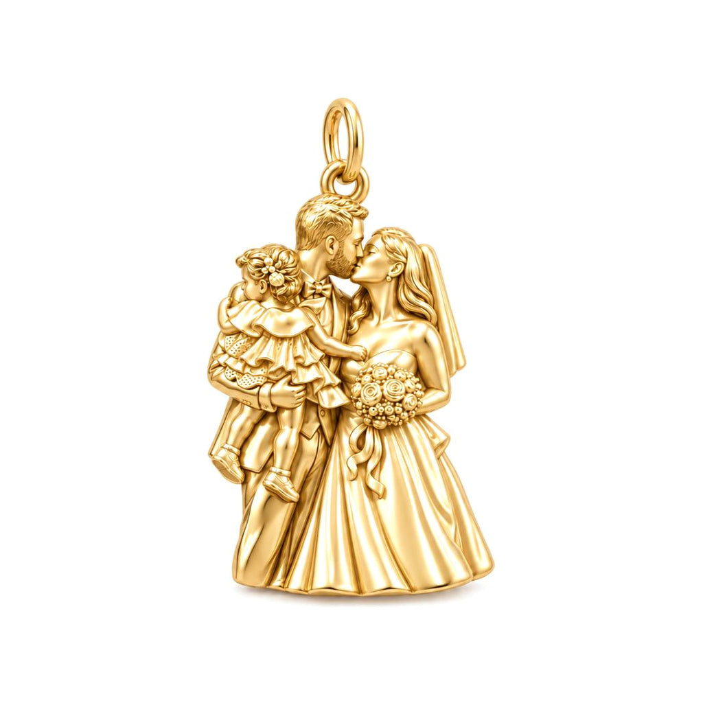 Wedding Day Family Embrace Charm Bracelet – Wedding couple – 18K gold charm, front view