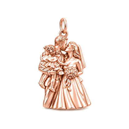 Wedding Day Family Embrace Charm Bracelet – Wedding couple – rose gold charm, front view
