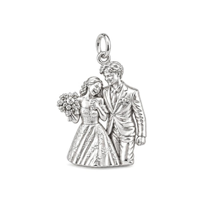 Wedding Day Joy Charm Bracelet – Personalized Couple Gift – silver charm, front view