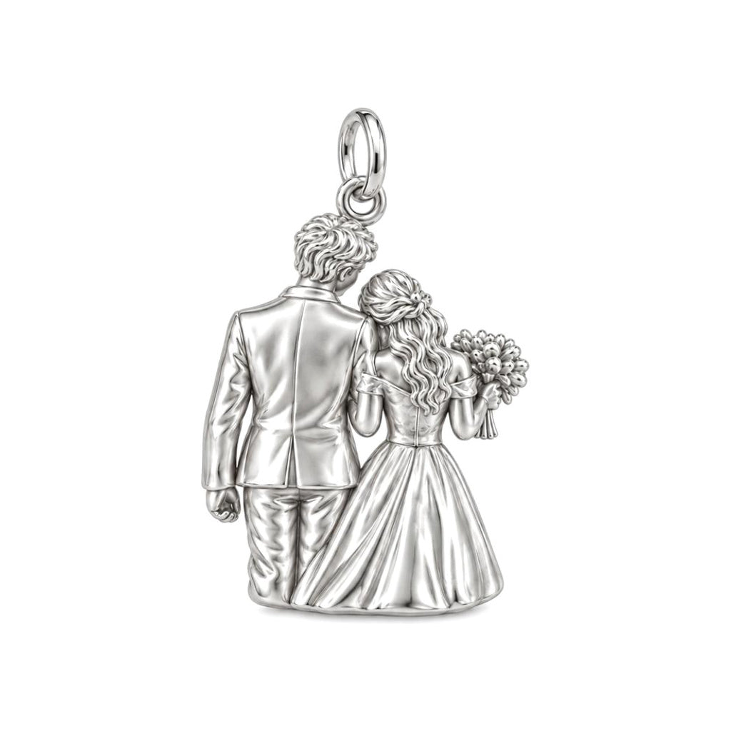 Wedding Day Joy Charm Bracelet – Personalized Couple Gift – back of the charm, engraving area