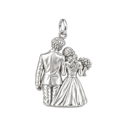 Wedding Day Joy Charm Bracelet – Personalized Couple Gift – back of the charm, engraving area