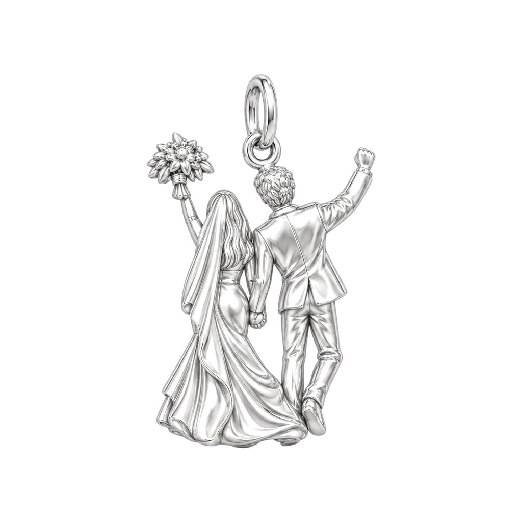 Wedding Day Joy Charm Bracelet – Personalized Couple Gift – back of the charm, engraving area