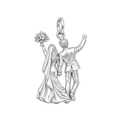 Wedding Day Joy Charm Bracelet – Personalized Couple Gift – back of the charm, engraving area