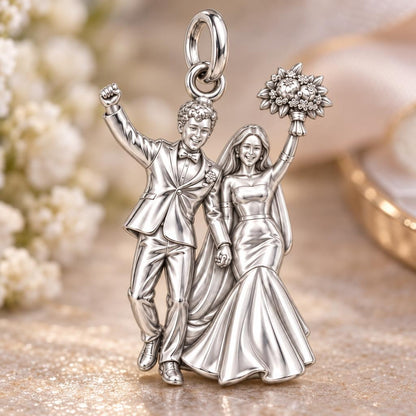 Wedding Day Joy Charm Bracelet – Personalized Couple Gift – macro detail of the charm