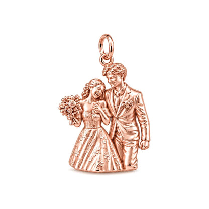 Wedding Day Joy Charm Bracelet – Personalized Couple Gift – rose gold charm, front view