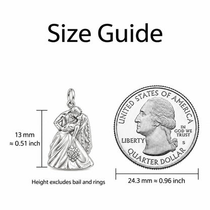 Wedding Dip Kiss Charm Bracelet – Personalized Couple Gift – size guide, 13 mm charm next to a quarter