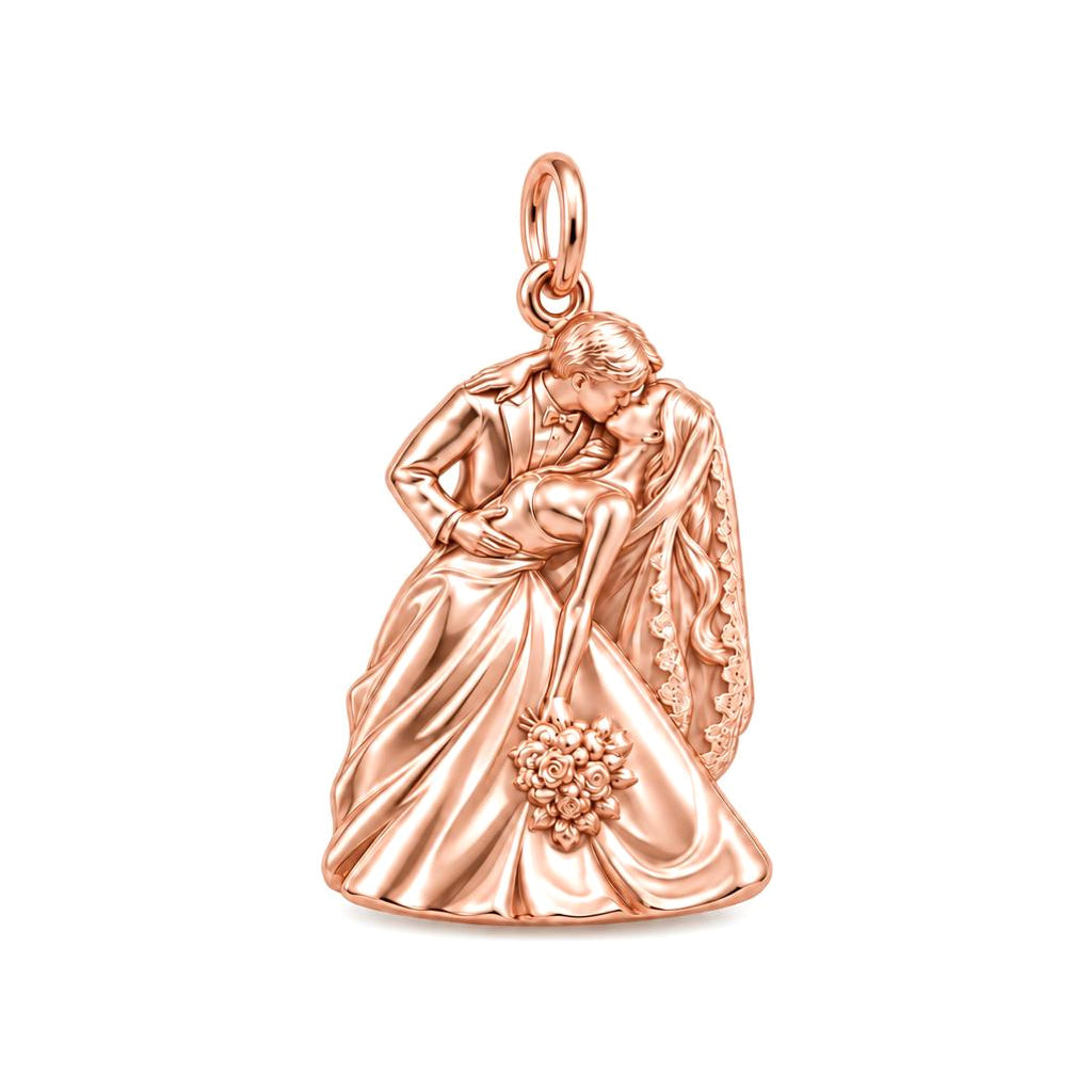 Wedding Dip Kiss Charm Bracelet – Personalized Couple Gift – rose gold charm, front view