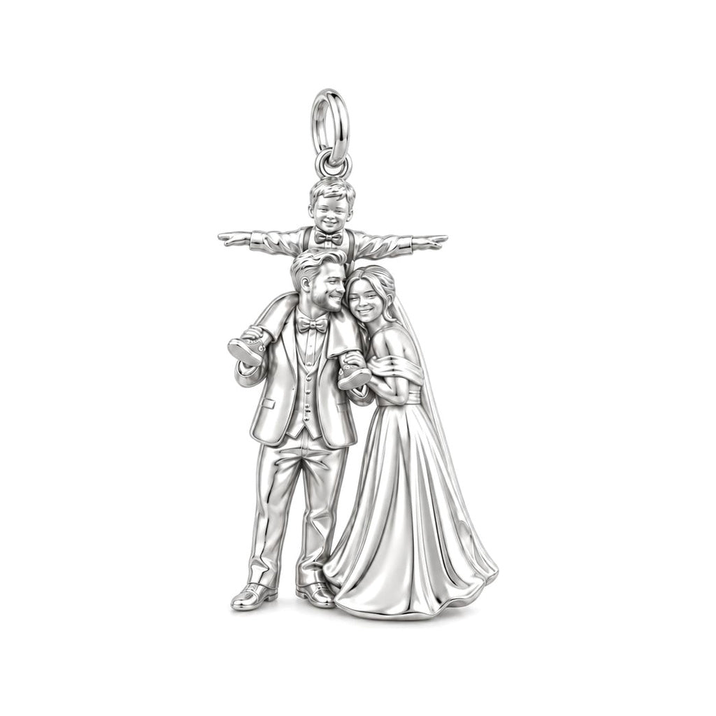 Wedding Family Journey Charm Bracelet – Personalized Mom Gift – silver charm, front view