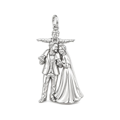 Wedding Family Journey Charm Bracelet – Personalized Mom Gift – silver charm, front view