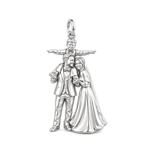 Wedding Family Journey Charm Bracelet – Personalized Mom Gift – silver charm, front view