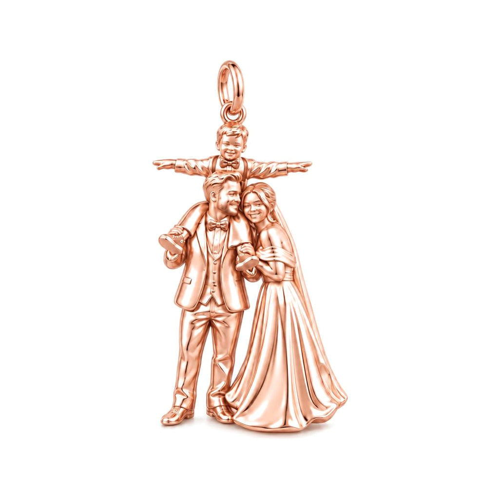 Wedding Family Journey Charm Bracelet – Personalized Mom Gift – rose gold charm, front view