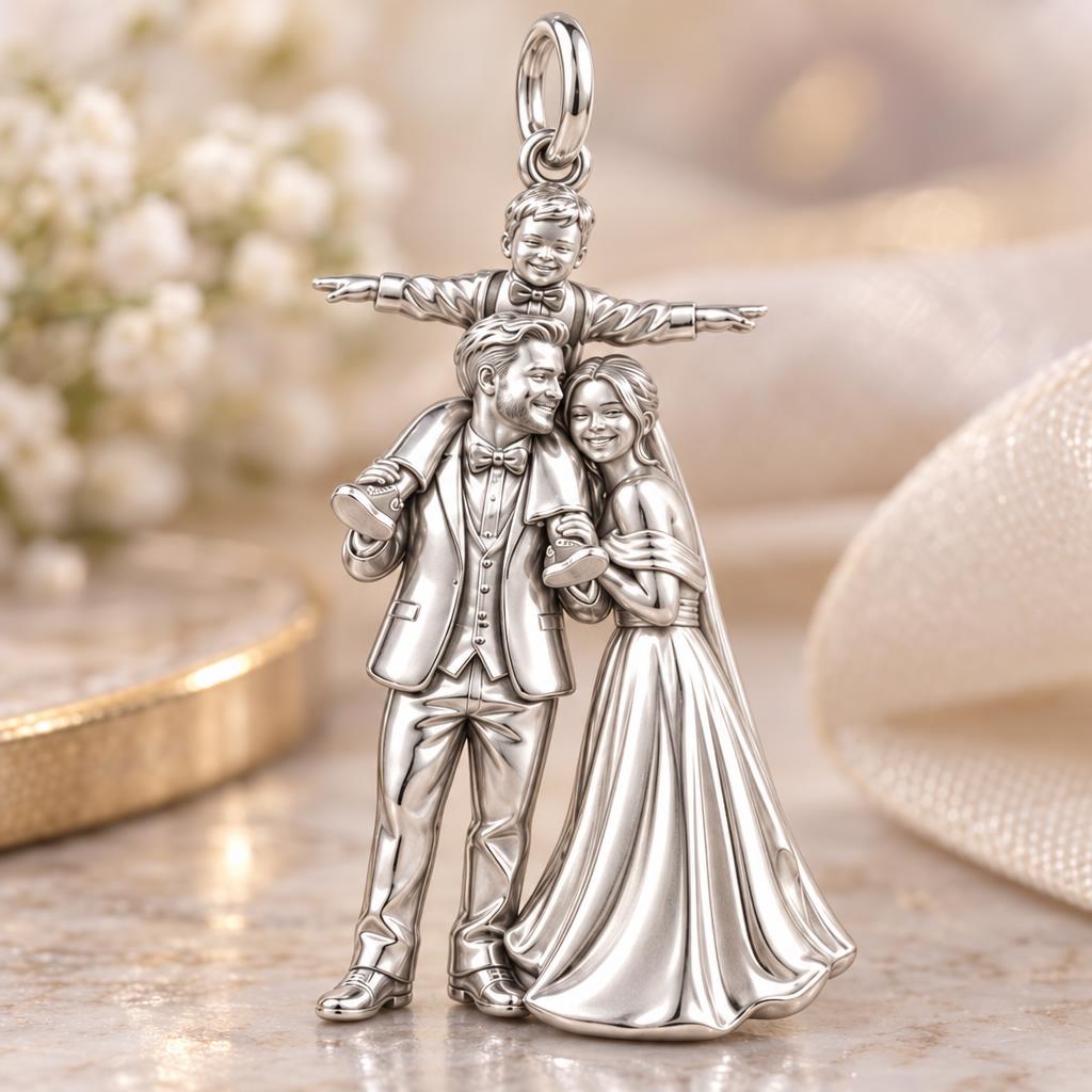 Wedding Family Journey Charm Bracelet – Personalized Mom Gift – macro detail of the charm