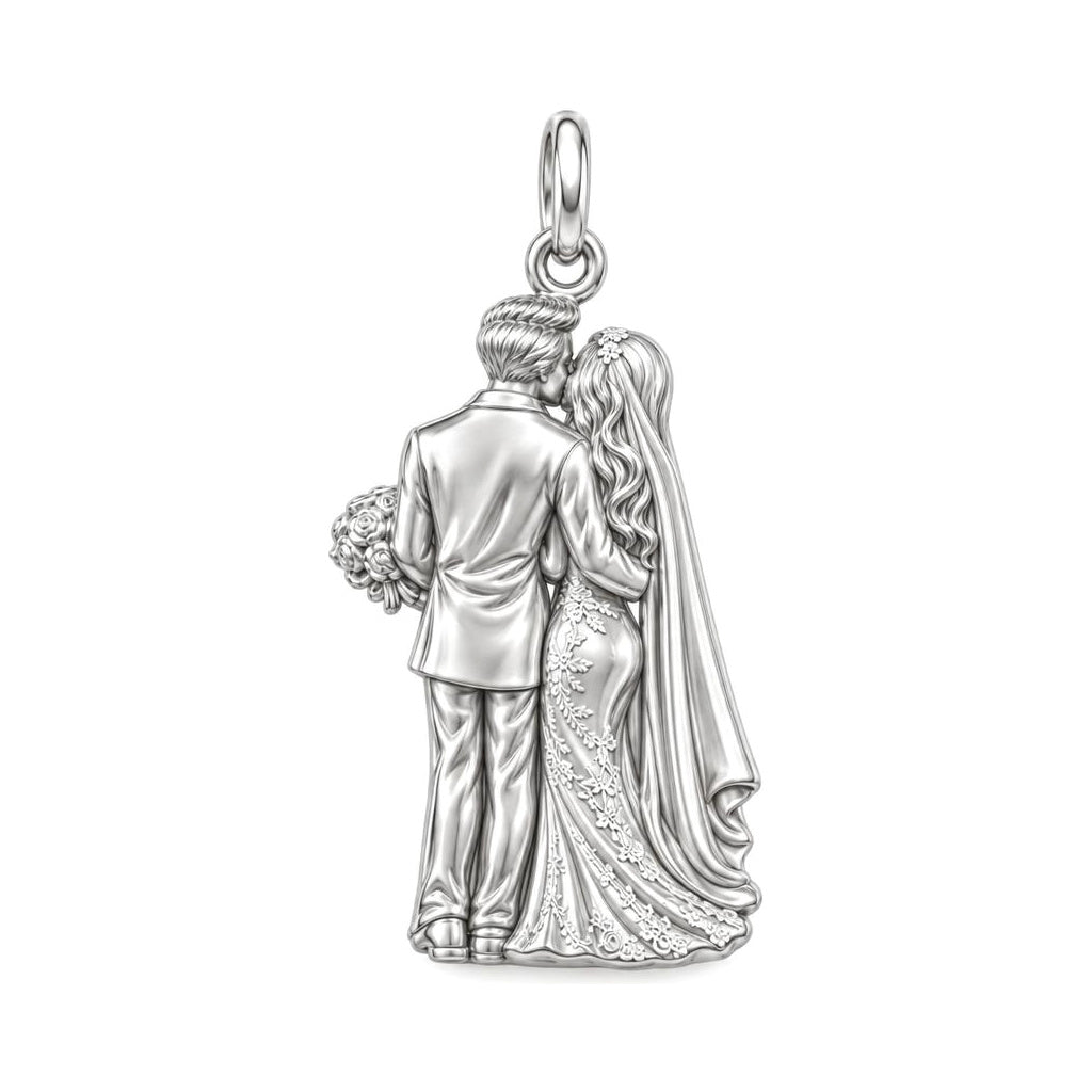 Wedding First Kiss Charm Bracelet – Personalized Couple Gift – back of the charm, engraving area