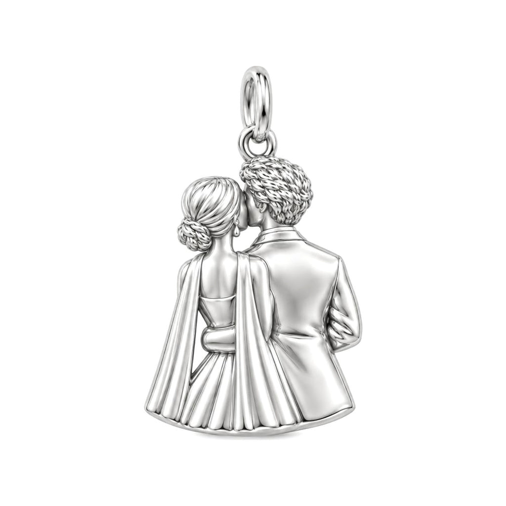 Wedding First Kiss Charm Bracelet – Personalized Couple Gift – back of the charm, engraving area