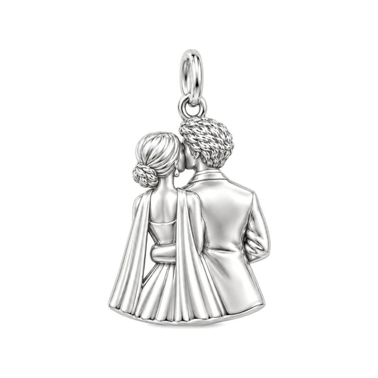 Wedding First Kiss Charm Bracelet – Personalized Couple Gift – back of the charm, engraving area