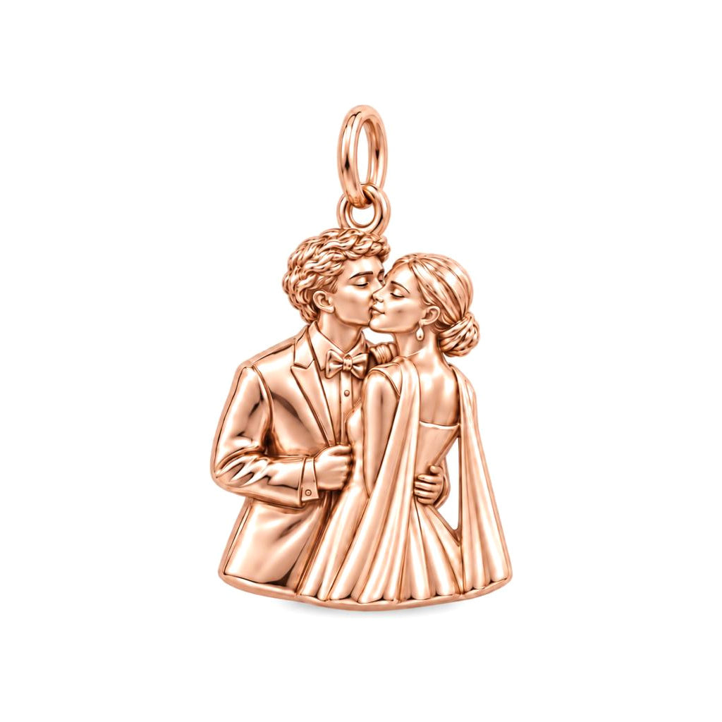 Wedding First Kiss Charm Bracelet – Personalized Couple Gift – rose gold charm, front view