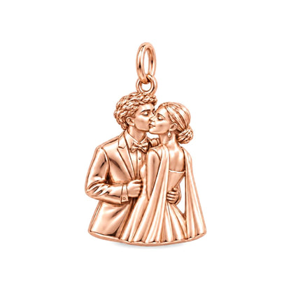 Wedding First Kiss Charm Bracelet – Personalized Couple Gift – rose gold charm, front view