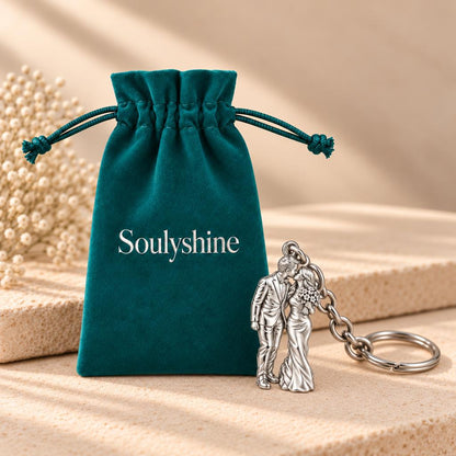 Wedding First Kiss Charm Keychain – Soulyshine velvet gift pouch
