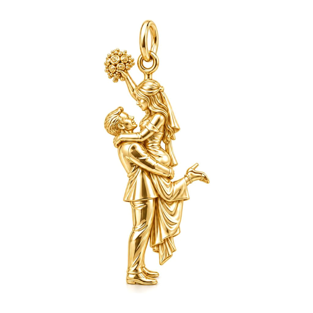 Wedding Lift Celebration Charm Bracelet – Personalized Couple Gift – 18K gold charm, front view