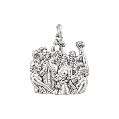 Wedding Party Celebration Charm Bracelet – Personalized Couple Gift – silver charm, front view