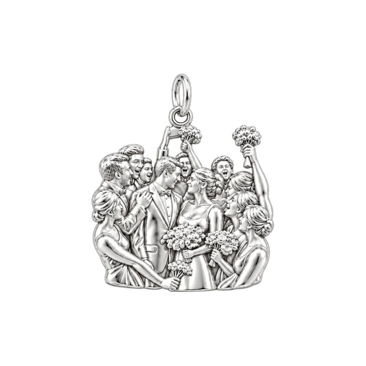 Wedding Party Celebration Charm Bracelet – Personalized Couple Gift – silver charm, front view