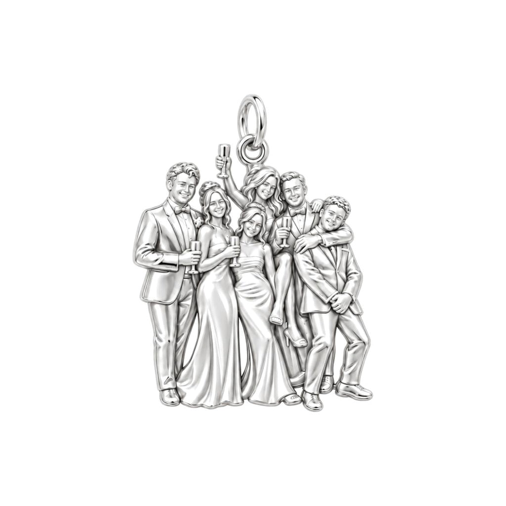 Wedding Party Celebration Charm Bracelet – Personalized Couple Gift – silver charm, front view