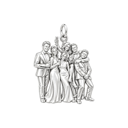Wedding Party Celebration Charm Bracelet – Personalized Couple Gift – silver charm, front view