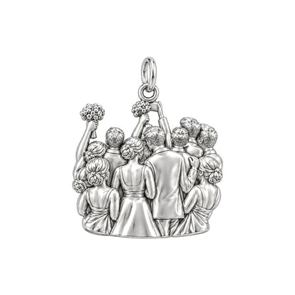 Wedding Party Celebration Charm Bracelet – Personalized Couple Gift – back of the charm, engraving area