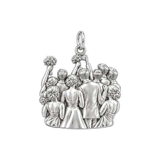 Wedding Party Celebration Charm Bracelet – Personalized Couple Gift – back of the charm, engraving area