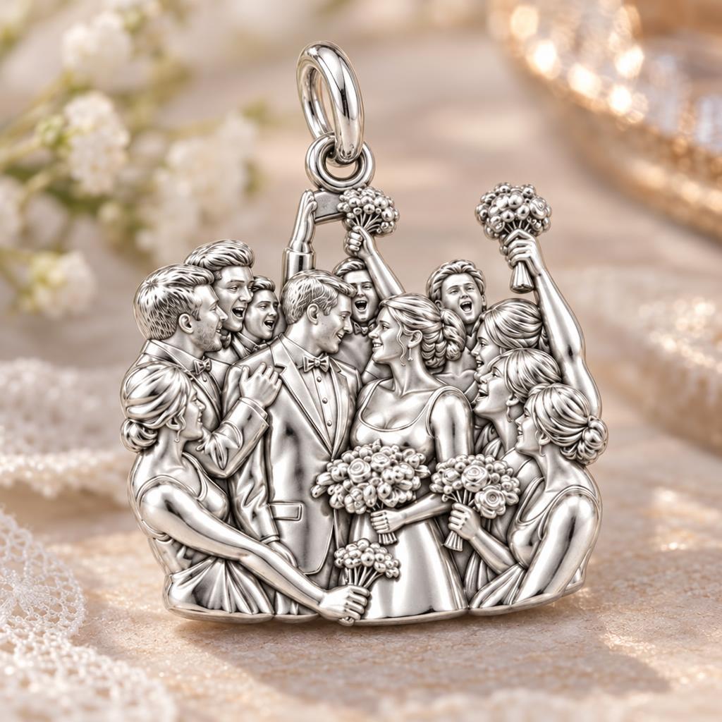 Wedding Party Celebration Charm Bracelet – Personalized Couple Gift – macro detail of the charm