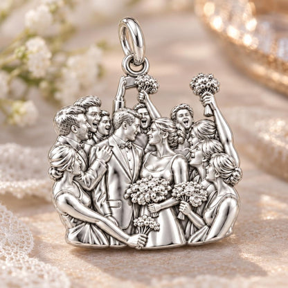 Wedding Party Celebration Charm Bracelet – Personalized Couple Gift – macro detail of the charm