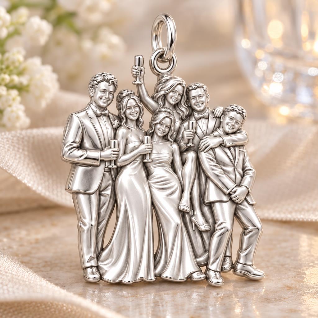 Wedding Party Celebration Charm Bracelet – Personalized Couple Gift – macro detail of the charm