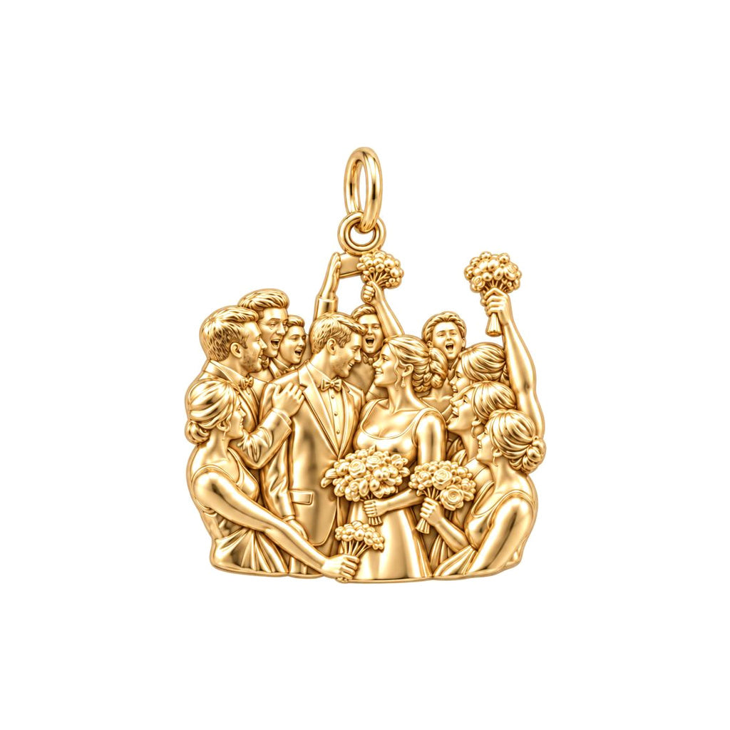Wedding Party Celebration Charm Bracelet – Personalized Couple Gift – 18K gold charm, front view