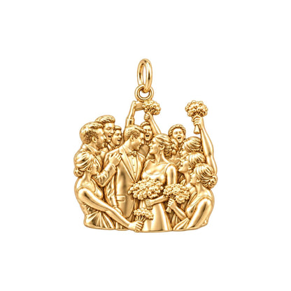 Wedding Party Celebration Charm Bracelet – Personalized Couple Gift – 18K gold charm, front view