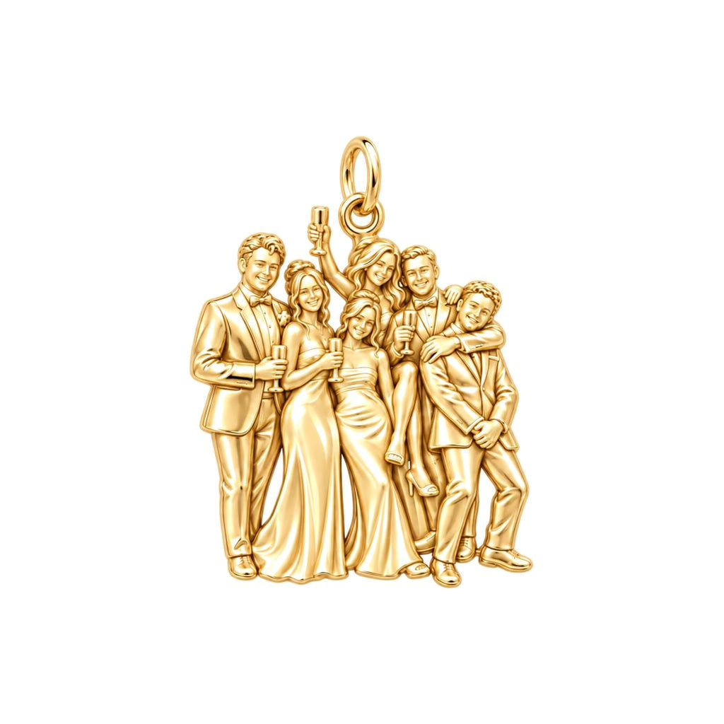 Wedding Party Celebration Charm Bracelet – Personalized Couple Gift – 18K gold charm, front view