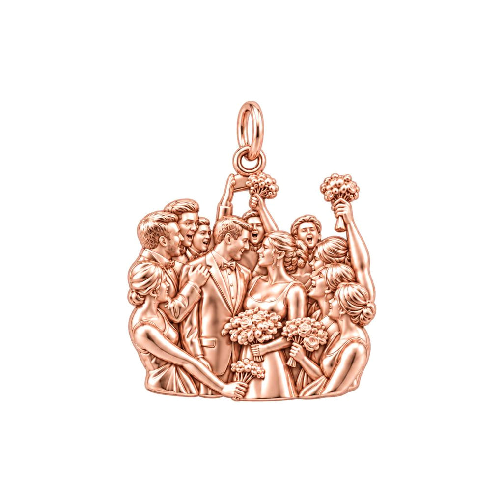 Wedding Party Celebration Charm Bracelet – Personalized Couple Gift – rose gold charm, front view