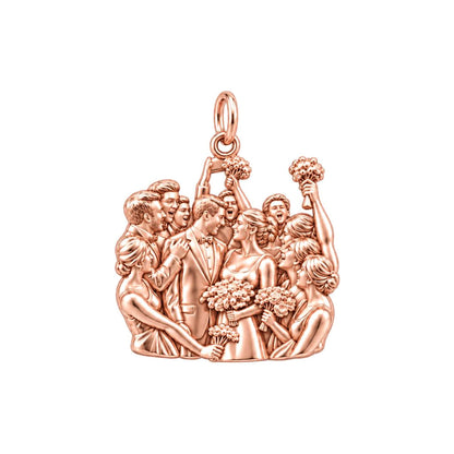Wedding Party Celebration Charm Bracelet – Personalized Couple Gift – rose gold charm, front view