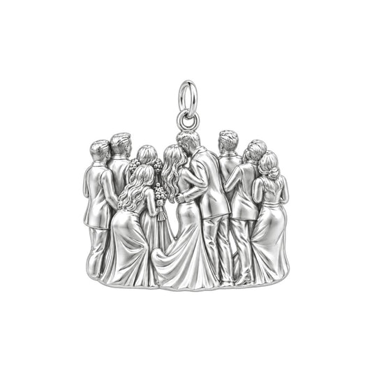 Wedding Party Portrait Charm Bracelet – Personalized Bride Gift – back of the charm, engraving area