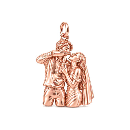 Wedding Toast Celebration Charm Bracelet – Personalized Couple Gift – rose gold charm, front view
