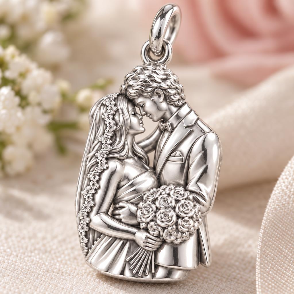 Wedding Vows Keepsake Charm Bracelet – Personalized Couple Gift – macro detail of the charm