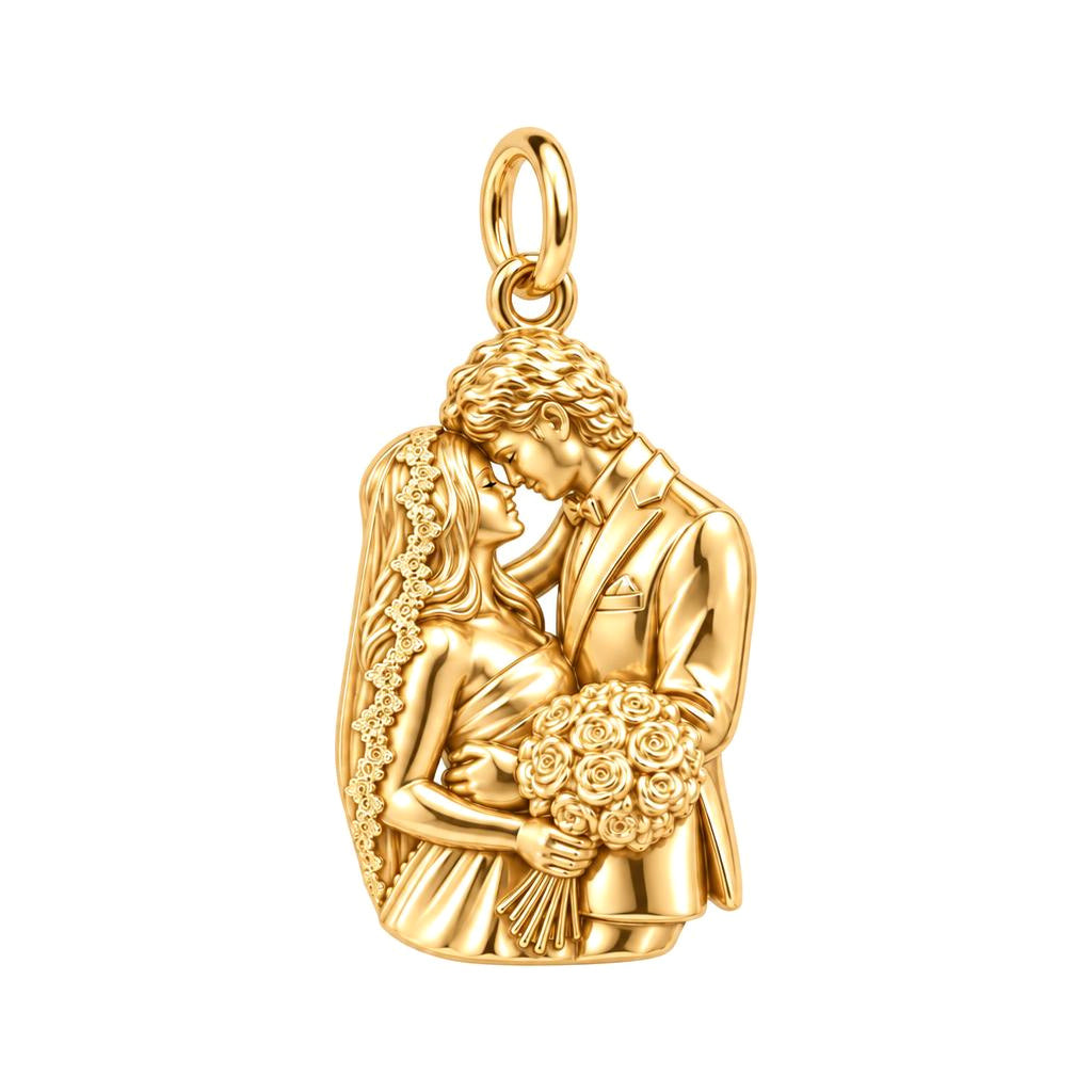 Wedding Vows Keepsake Charm Bracelet – Personalized Couple Gift – 18K gold charm, front view