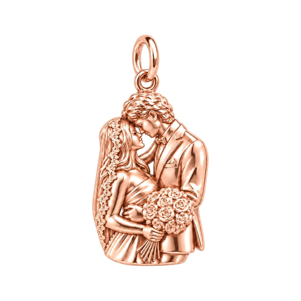 Wedding Vows Keepsake Charm Bracelet – Personalized Couple Gift – rose gold charm, front view