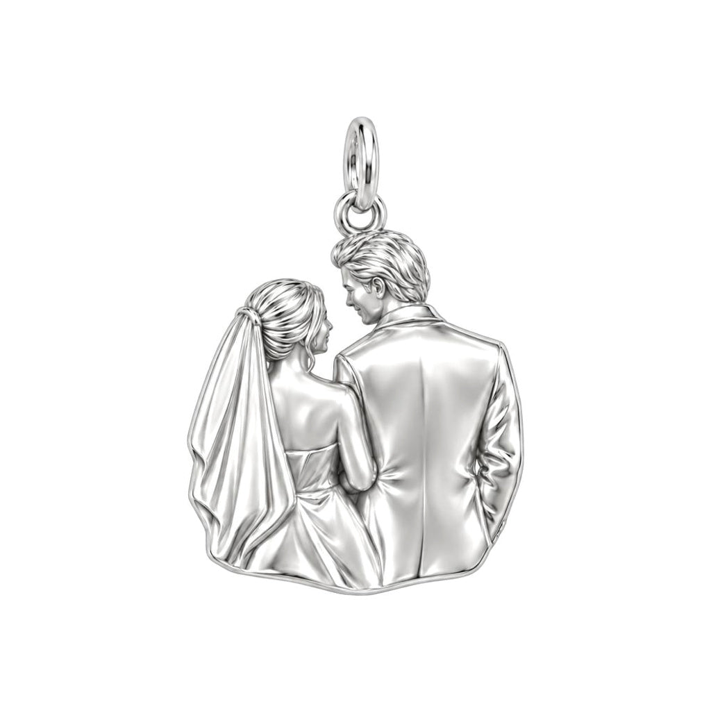 Wedding Vows Silhouette Charm Bracelet – Personalized Couple Gift – back of the charm, engraving area