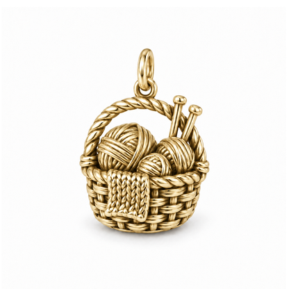 Weekend Knitting Basket Charm — Gold | charm-topics-remaining-444-2026-09-14 | topic-093