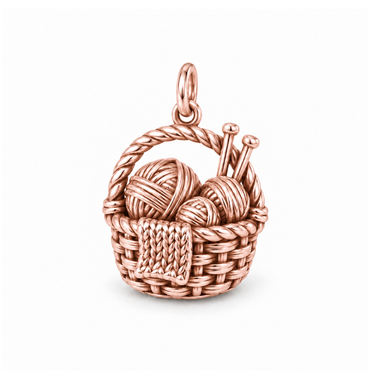 Weekend Knitting Basket Charm — Rose Gold | charm-topics-remaining-444-2026-09-14 | topic-093